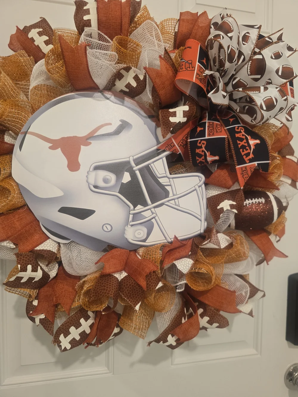Texas Longhorns Football Decorative Wreath in Burnt Orange and White